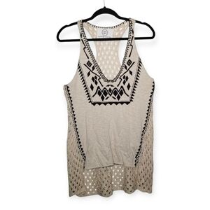 Sloane Rouge Knit Sweater Tank Top Crochet Back Off White Wmn's Size M